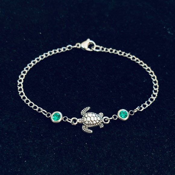 Jewelry - Turtle bracelet (or anklet) with rhinestones